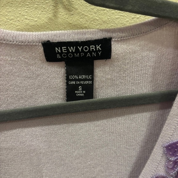 New York & Company Light Purple Cardigan with Floral Detail - Picture 3 of 4